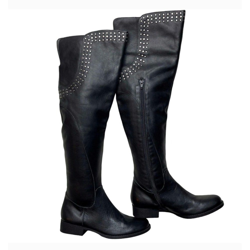 Matisse Thunder Road Black Leather Studded Over the Knee‎ Boots 6.5